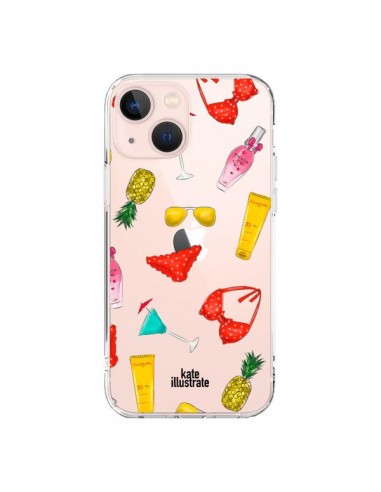 Cover iPhone 13 Mini Summer Essentials Estate Essenziale Trasparente - kateillustrate