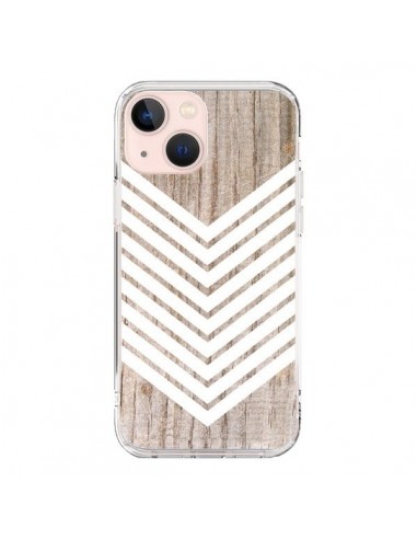 Cover iPhone 13 Mini Tribale Azteco Legno Wood Freccia Bianco - Laetitia