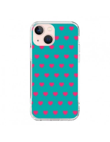 Cover iPhone 13 Mini Cuore Rosa Sfondo Blu - Laetitia