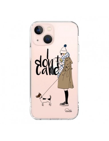 Cover iPhone 13 Mini I don't care Fille Cane Trasparente - Lolo Santo