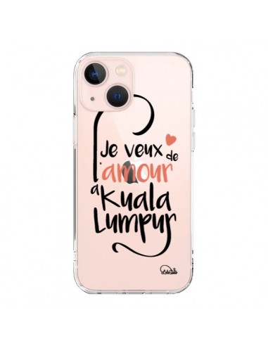 Cover iPhone 13 Mini Je veux de l'amour à Kuala Lumpur Trasparente - Lolo Santo