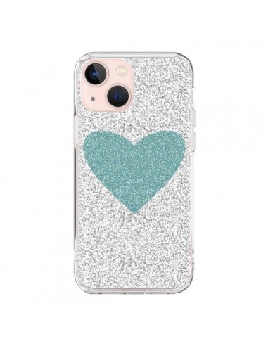 Cover iPhone 13 Mini Cuore Blu Verde Argento Amore - Mary Nesrala