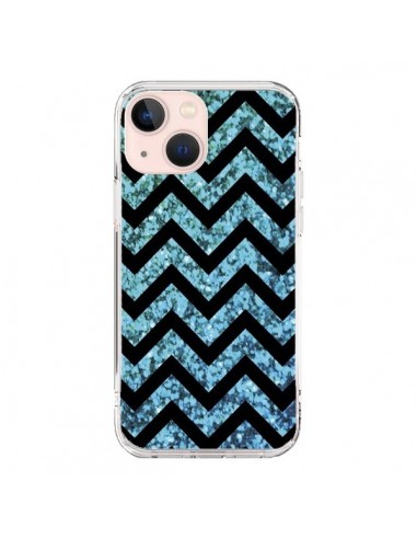 Cover iPhone 13 Mini Chevron Aqua Sparkle Triangolo Azteco - Mary Nesrala