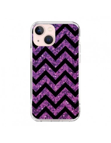 Cover iPhone 13 Mini Chevron Viola Sparkle Triangolo Azteco - Mary Nesrala