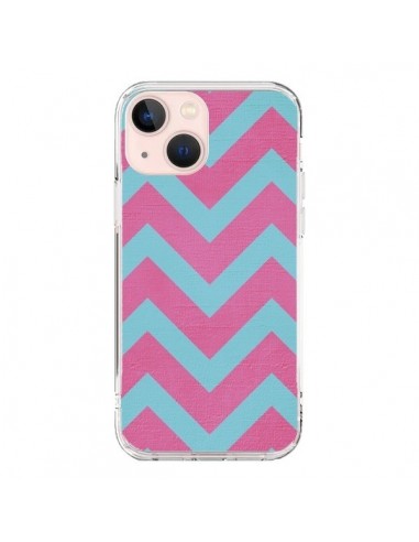 Cover iPhone 13 Mini Fragola Chevron Rosa Blu - Mary Nesrala