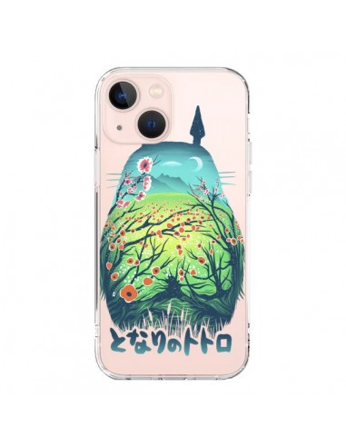 Coque iPhone 13 Mini Totoro Manga Flower Transparente - Victor Vercesi