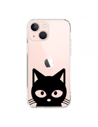 Cover iPhone 13 Mini Testa Gatto Nero Trasparente - Yohan B.