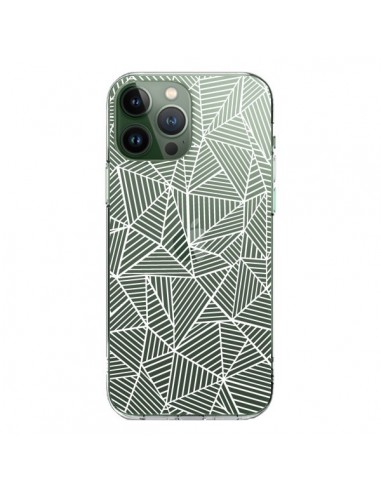 Cover iPhone 13 Pro Max Linee Griglia Triangles Full Grid Astratto Bianco Trasparente - Project M