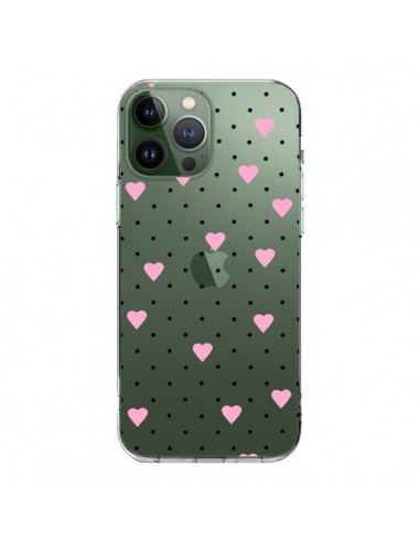 iPhone 13 Pro Max Case Points Hearts Pink Clear - Project M