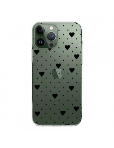 Coque iPhone 13 Pro Max Point Coeur Noir Pin Point Heart Transparente - Project M