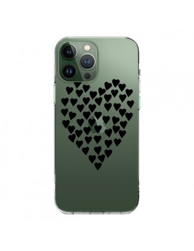 Cover iPhone 13 Pro Max Cuori Amore Nero Trasparente - Project M