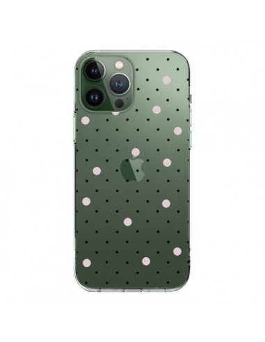 Cover iPhone 13 Pro Max Punti Rosa Trasparente - Project M