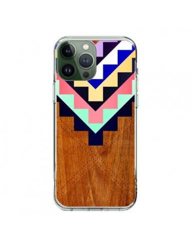 Coque iPhone 13 Pro Max Wooden Tribal Bois Azteque Aztec Tribal - Jenny Mhairi