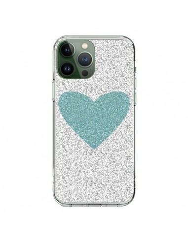 Cover iPhone 13 Pro Max Cuore Blu Verde Argento Amore - Mary Nesrala