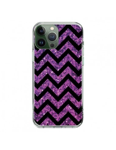 Cover iPhone 13 Pro Max Chevron Viola Sparkle Triangolo Azteco - Mary Nesrala