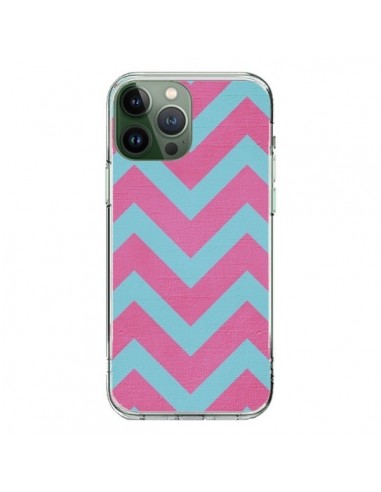 Cover iPhone 13 Pro Max Fragola Chevron Rosa Blu - Mary Nesrala