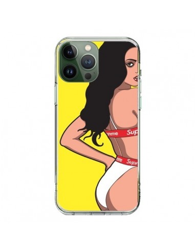 Coque iPhone 13 Pro Max Pop Art Femme Jaune - Mikadololo