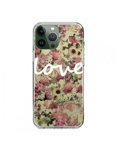 Coque iPhone 13 Pro Max Love Blanc Flower - Monica Martinez