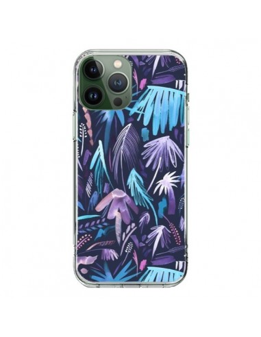 Cover iPhone 13 Pro Max Brushstrokes Tropicali Palme Azzurro - Ninola Design