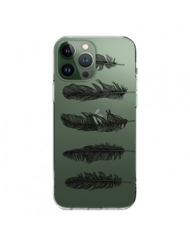 Cover iPhone 13 Pro Max Piuma Nero Trasparente - Rachel Caldwell