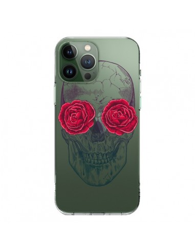 Cover iPhone 13 Pro Max Teschio Rosa Fiori Trasparente - Rachel Caldwell