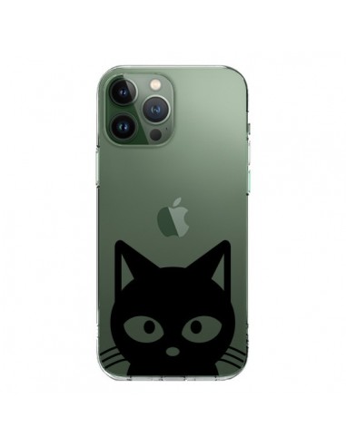 Cover iPhone 13 Pro Max Testa Gatto Nero Trasparente - Yohan B.