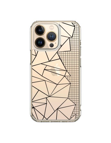 iPhone 13 Pro Case Lines Side Grid Abstract Black Clear - Project M