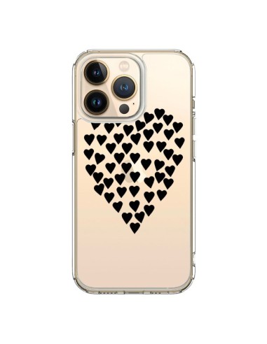 Cover iPhone 13 Pro Cuori Amore Nero Trasparente - Project M