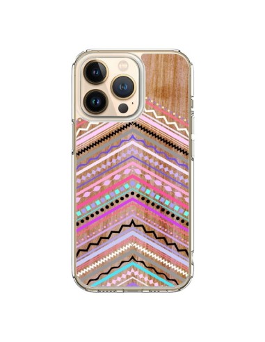 Coque iPhone 13 Pro Purple Chevron Wild Wood Bois Azteque Aztec Tribal - Jenny Mhairi