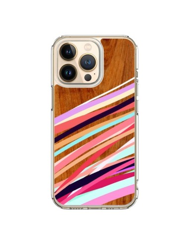 Coque iPhone 13 Pro Wooden Waves Coral Bois Azteque Aztec Tribal - Jenny Mhairi