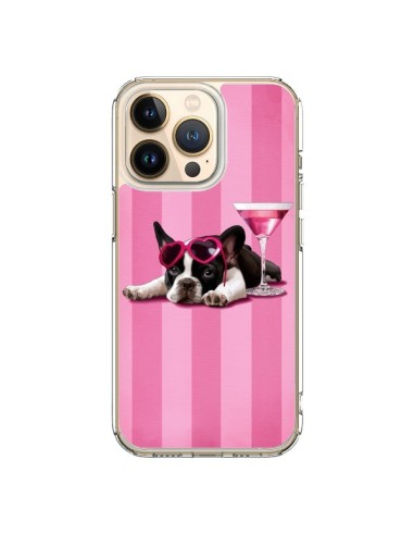 Cover iPhone 13 Pro Cane Cocktail Occhiali Cuore Rosa - Maryline Cazenave