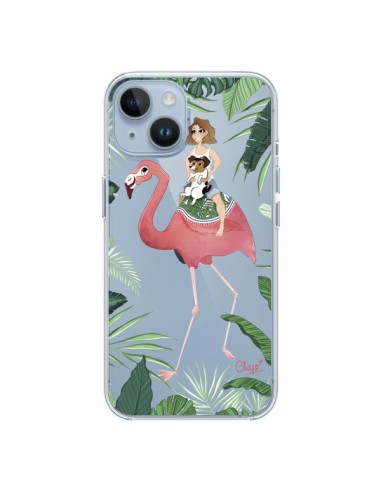 Cover iPhone 14 Lolo Amore Fenicottero Rosa Cane Trasparente - Chapo