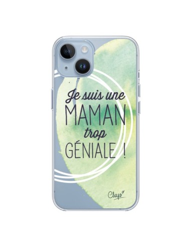 Cover iPhone 14 Sono una Mamma Geniale Verde Trasparente - Chapo