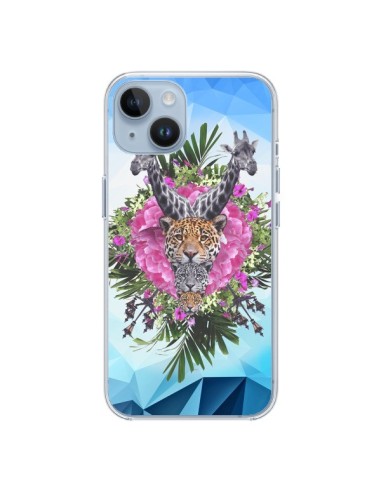 Cover iPhone 14 Giraffe Leoni Tigri Giungla - Eleaxart