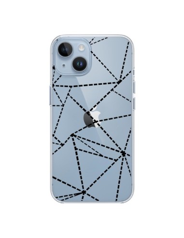 Cover iPhone 14 Linee Punti Astratto Nero Trasparente - Project M