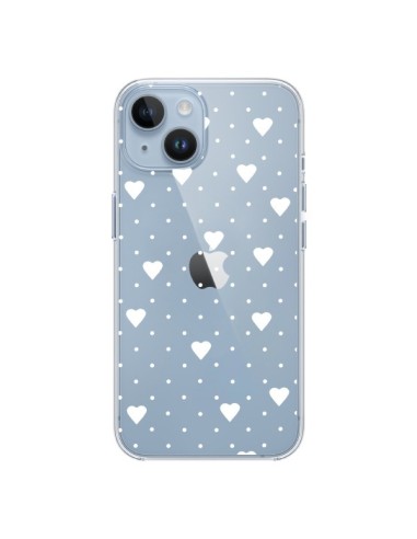 Cover iPhone 14 Punti Cuori Bianco Trasparente - Project M