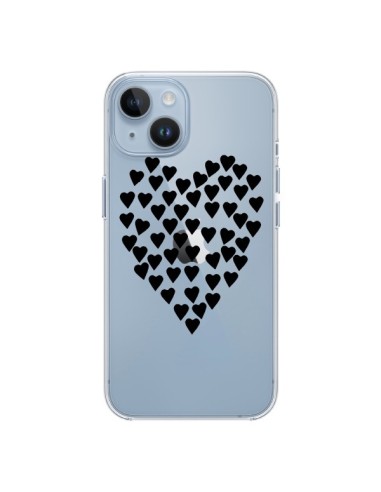 Cover iPhone 14 Cuori Amore Nero Trasparente - Project M