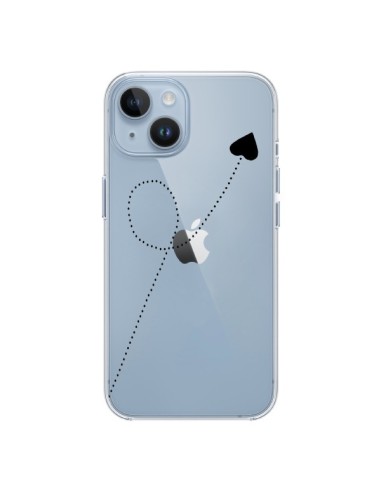 Cover iPhone 14 Travel to your Heart Nero Viaggio Cuore Trasparente - Project M