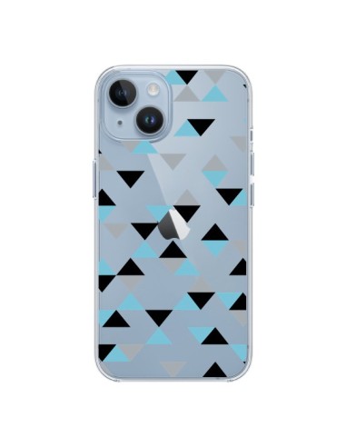 Cover iPhone 14 Triangoli Ghiaccio Blu Nero Trasparente - Project M