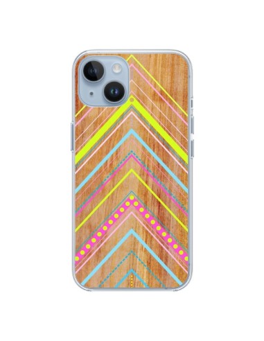 Cover iPhone 14 Wooden Chevron Rosa Legno Azteco Aztec Tribal - Jenny Mhairi