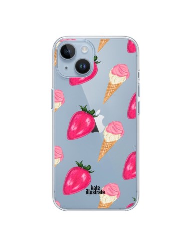 Cover iPhone 14 Gelato Fragola Trasparente - kateillustrate