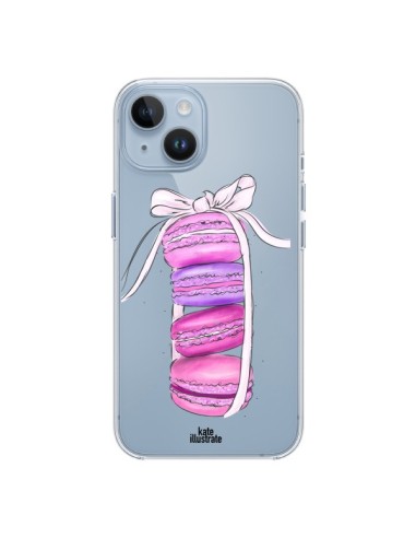 Cover iPhone 14 Macarons Rosa Viola Trasparente - kateillustrate