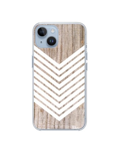 Cover iPhone 14 Tribale Azteco Legno Wood Freccia Bianco - Laetitia