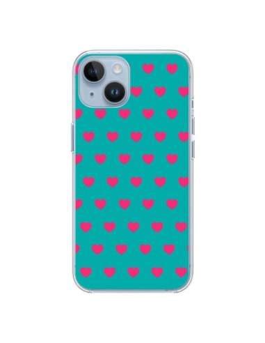 Cover iPhone 14 Cuore Rosa Sfondo Blu - Laetitia