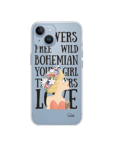 Cover iPhone 14 Fiori Amore Trasparente - Lolo Santo