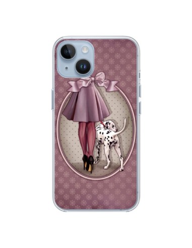 Cover iPhone 14 Lady Cane Dalmata Vestito Pois - Maryline Cazenave