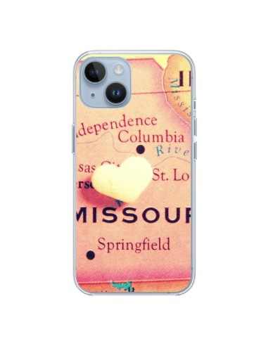 Coque iPhone 14 Carte Map Missouri Coeoeur - R Delean