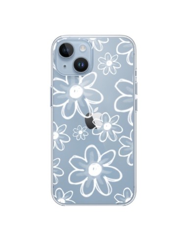 Cover iPhone 14 Mandala Bianco Fiore Trasparente - Sylvia Cook