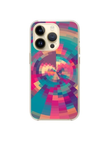 Cover iPhone 14 Pro Spirales di Colori Rosa Viola - Eleaxart