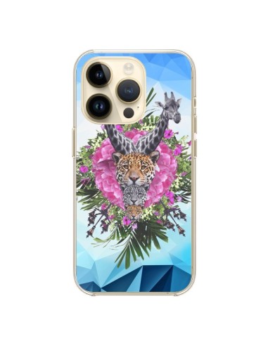 Cover iPhone 14 Pro Giraffe Leoni Tigri Giungla - Eleaxart